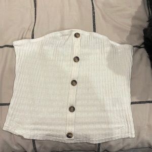 white and brown tube top